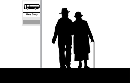 Bus Stop - Senior Couple のイラスト素材