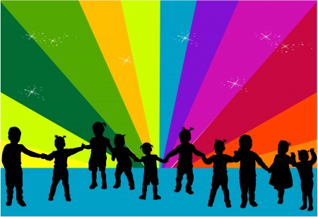 Silhouettes of childrenのイラスト素材