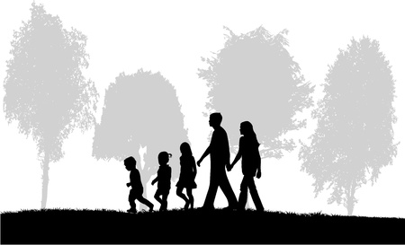 Family on a walkのイラスト素材