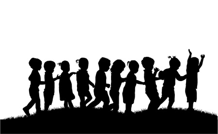 group of children's silhouettes のイラスト素材