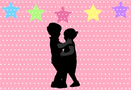 children silhouettesのイラスト素材