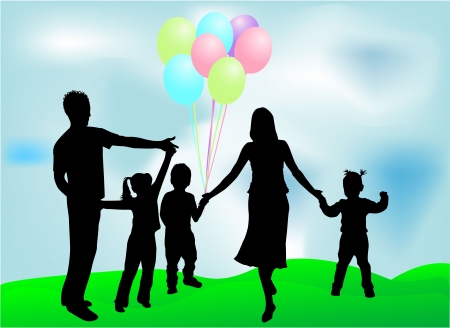 Family walk in the park のイラスト素材