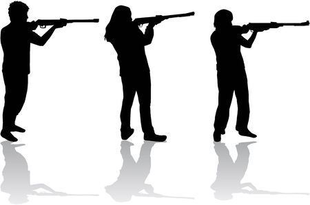 men and women with guns のイラスト素材