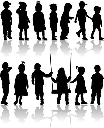 Group Of Children S Silhouettesの素材 Fy ストックフォトのamanaimages Plus