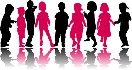 group of children's silhouettesのイラスト素材