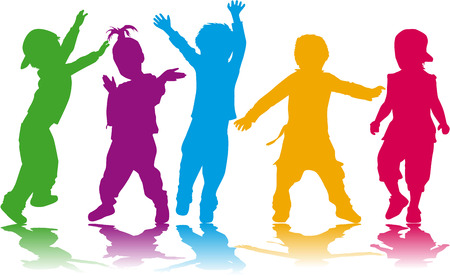 Childrens silhouettesのイラスト素材
