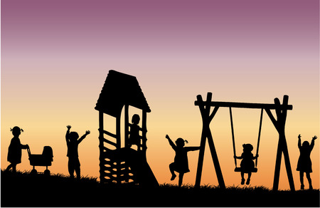 Children at the playground.のイラスト素材