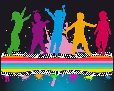 children silhouettesのイラスト素材