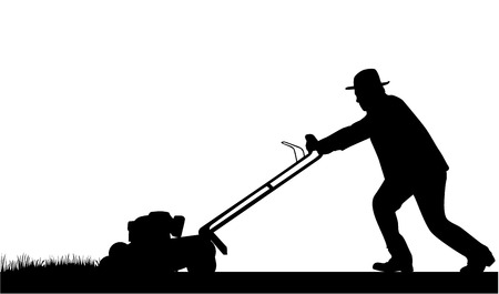 Man Mowing Lawnのイラスト素材