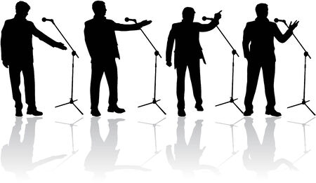 speaking into the microphone のイラスト素材