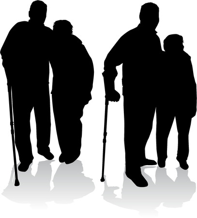 Senior .Silhouettes of people.のイラスト素材