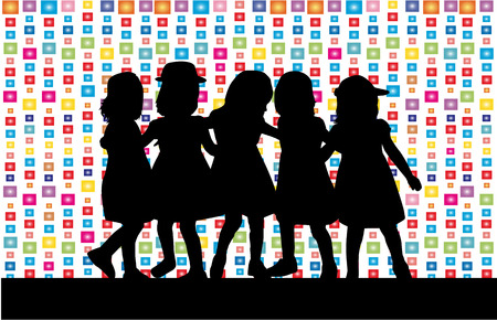 children silhouettesのイラスト素材