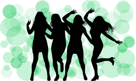Dancing silhouettes womenのイラスト素材