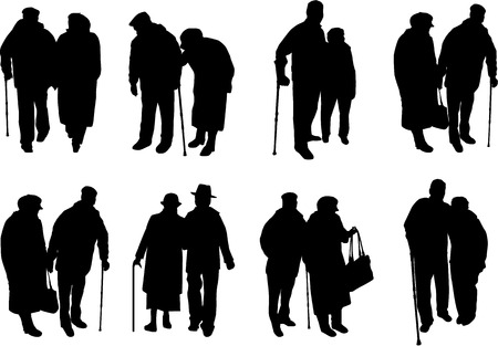 Senior .Silhouettes of people.のイラスト素材