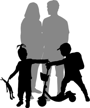 Family silhouettesのイラスト素材