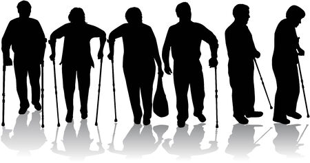 Senior .Silhouettes of people. のイラスト素材
