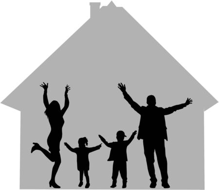 Family and houseのイラスト素材