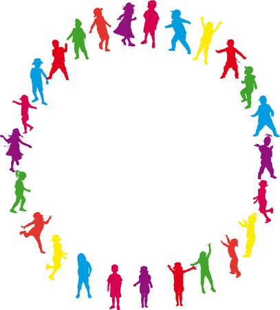 children silhouetteのイラスト素材