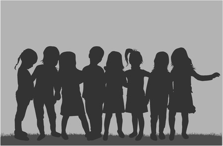 children silhouettesのイラスト素材