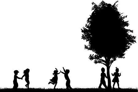 group of children's silhouettesのイラスト素材