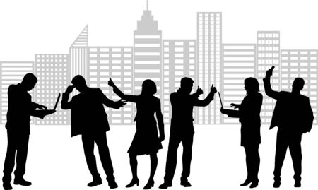 Business team meeting in city.のイラスト素材