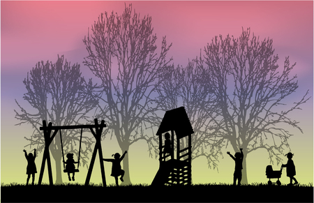Children at the playground.のイラスト素材