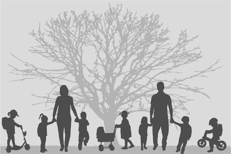 Family silhouettesのイラスト素材