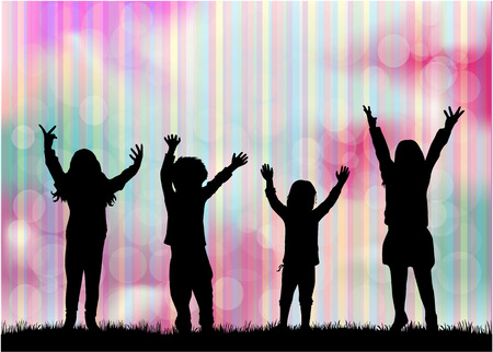 children silhouettesのイラスト素材