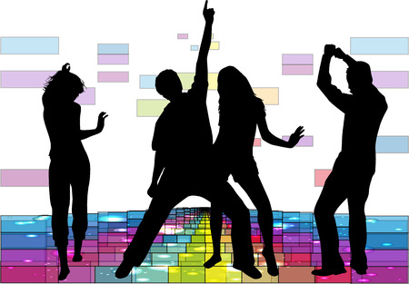 Dancing people silhouettesのイラスト素材