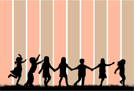 children silhouetteのイラスト素材