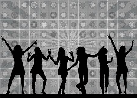 Dancing people silhouettesのイラスト素材