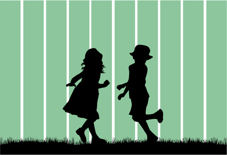 children silhouetteのイラスト素材
