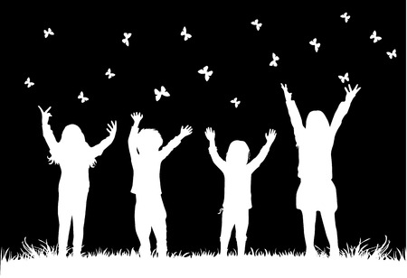 children silhouettesのイラスト素材