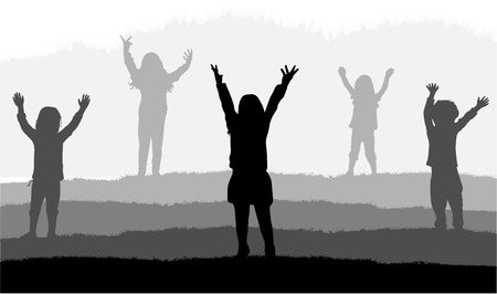 Children silhouettesのイラスト素材