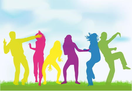 Dancing people silhouettesのイラスト素材