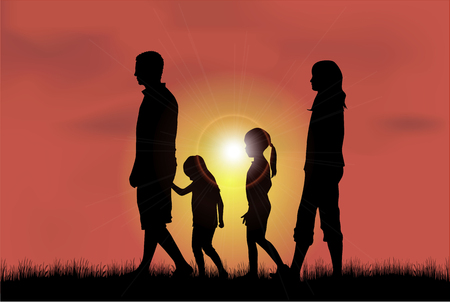 Family silhouettes.のイラスト素材