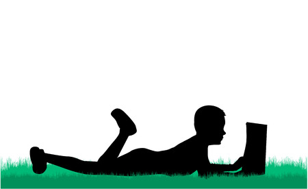 Reading books on nature.のイラスト素材