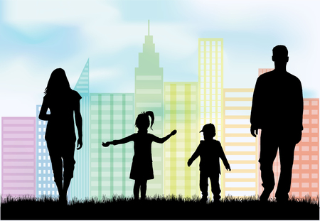 Family silhouettes.のイラスト素材