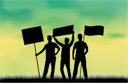 Manifestation - a group of people protesting.のイラスト素材