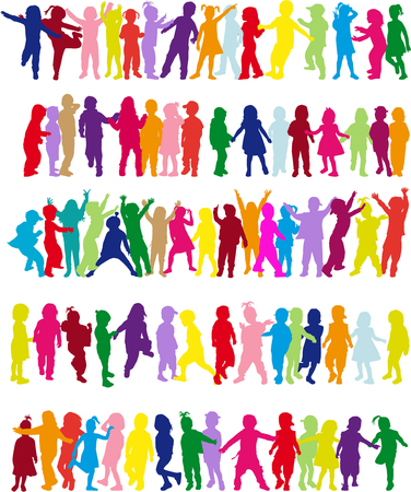 Children silhouette in nature .のイラスト素材