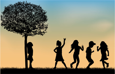 Children silhouettes.のイラスト素材