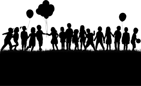 Children silhouette in nature .のイラスト素材