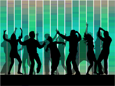Dancing people silhouettes.のイラスト素材