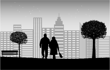 Senior .Silhouettes of people.のイラスト素材