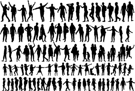 Large collection silhouettes of people.のイラスト素材