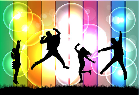 Dancing people silhouettes.のイラスト素材