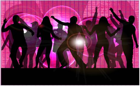 Dancing people silhouettes.のイラスト素材