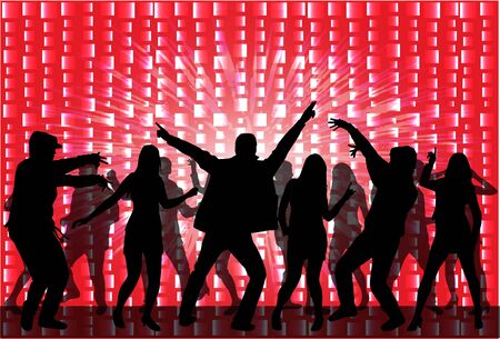 Dancing people silhouettes.のイラスト素材
