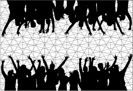 Dancing people silhouettes.のイラスト素材