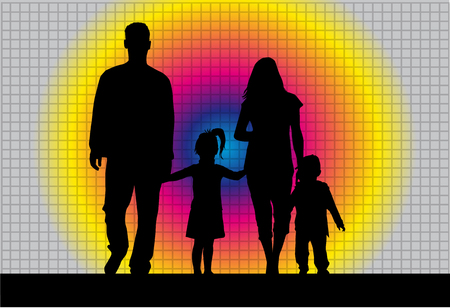 Family silhouettes . Abstract background.のイラスト素材